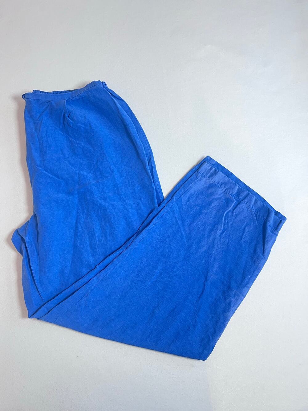 Style & Co Collection Womens 10 Blue 72% Silk Linen Wide Leg Pants Trousers